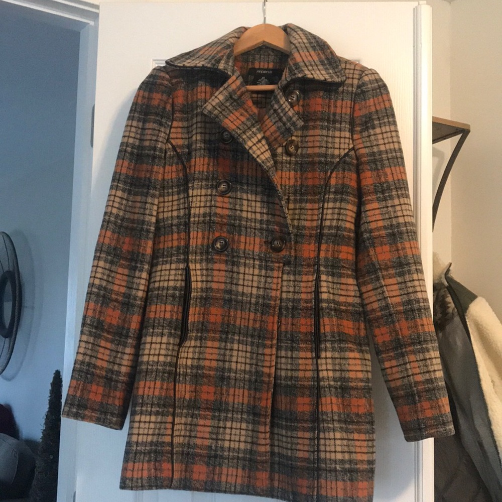 Plaid Long Pea Coat